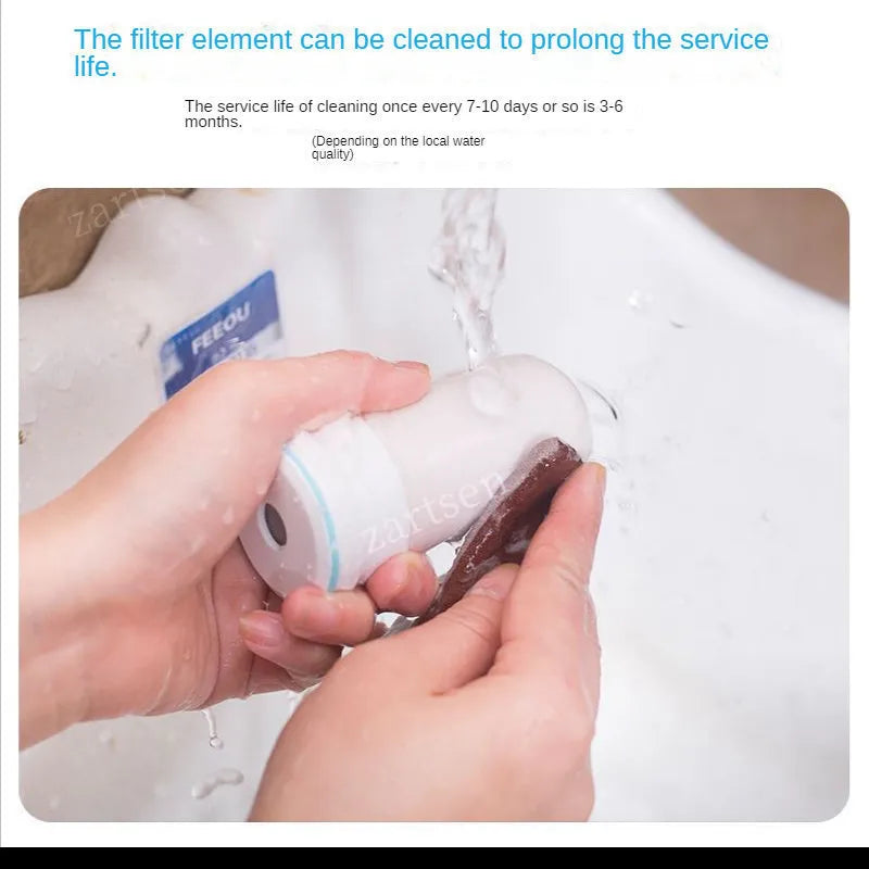 Faucet Water Purifier with Washable Ceramic Filter Cartridge Tap Water Filter for Household Kitchen Faucet Percolator