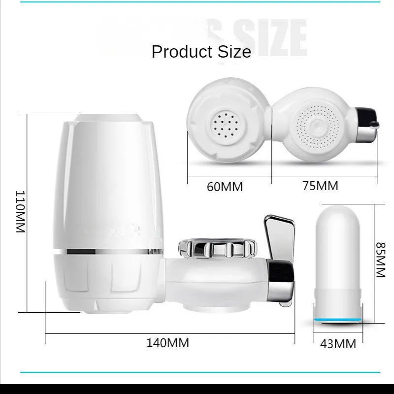Faucet Water Purifier with Washable Ceramic Filter Cartridge Tap Water Filter for Household Kitchen Faucet Percolator
