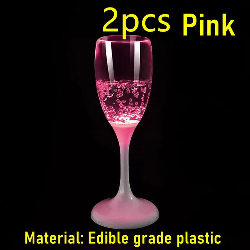 6Pcs LED Light Glasses Champagne Flutes Cocktail Flashing Cups for Party Bar Night Club Drink Christmas Wedding Party Wholesale