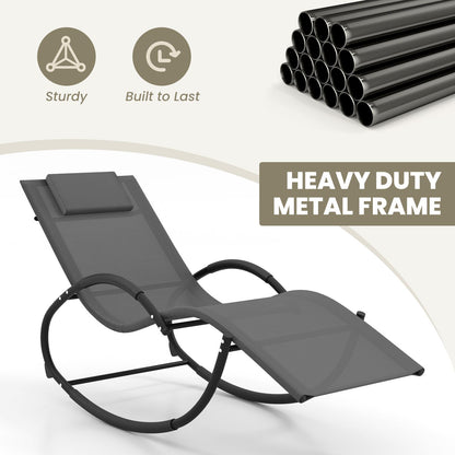 Outdoor Rocking Lounge Chair with Removable Headrest