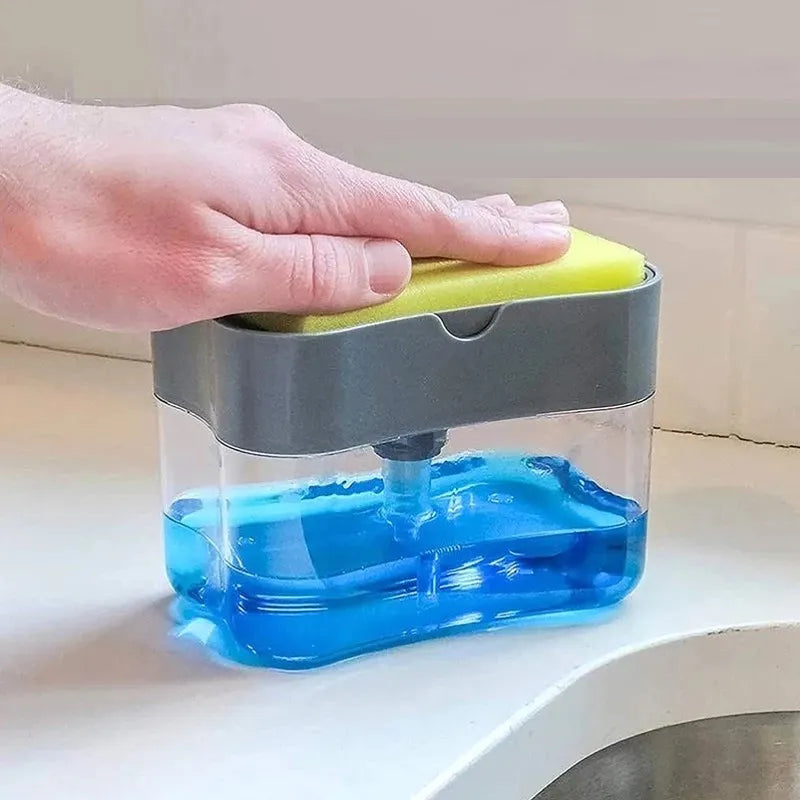 Automatic Soap Dispenser Bottle for Detergent Liquid Kitchen Dish Soap Dispenser Kitchen Sponge Dispenser Manual Soap Pump 380Ml