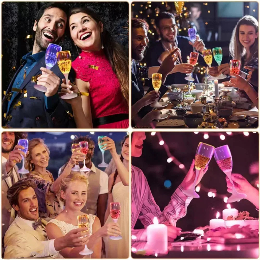 6Pcs LED Light Glasses Champagne Flutes Cocktail Flashing Cups for Party Bar Night Club Drink Christmas Wedding Party Wholesale