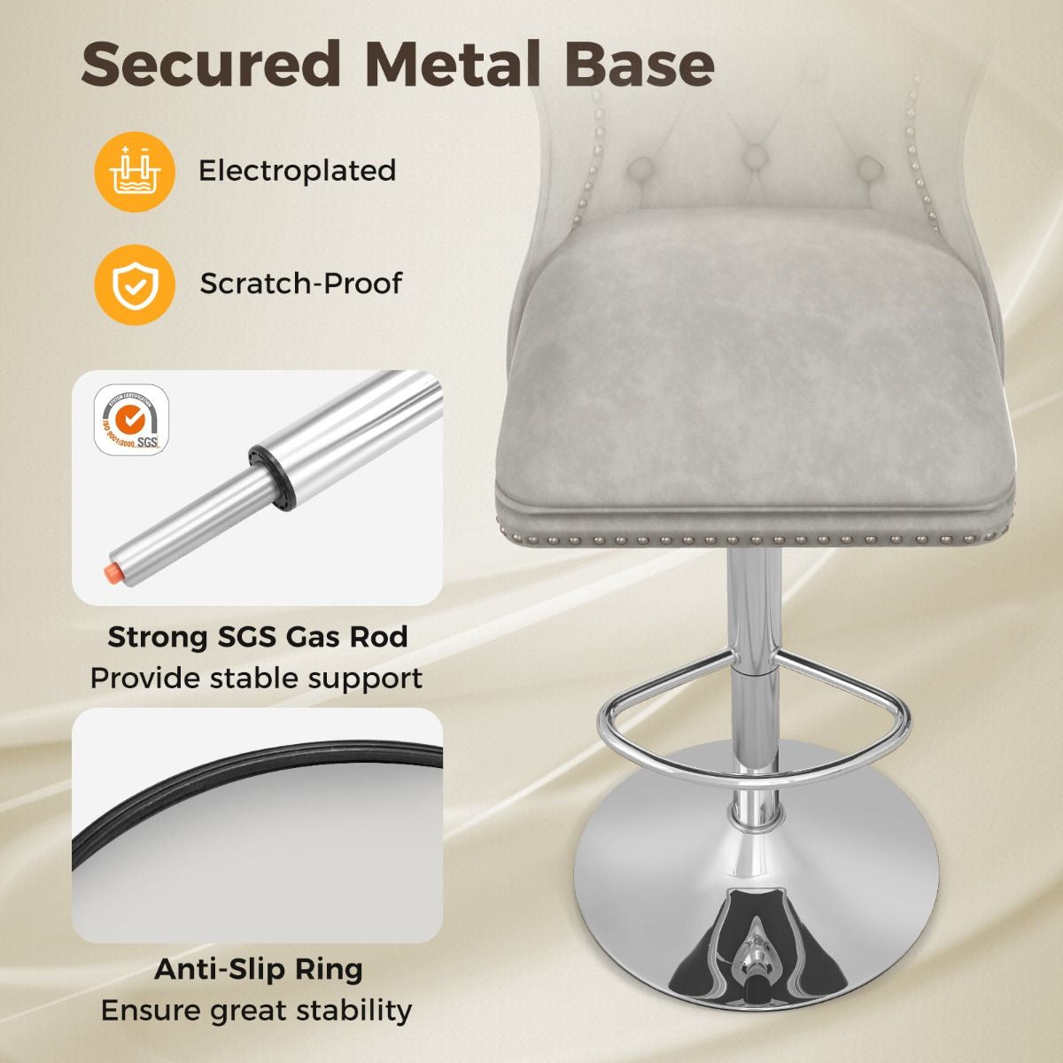 Dutch Velvet Bar Stool with Footrest