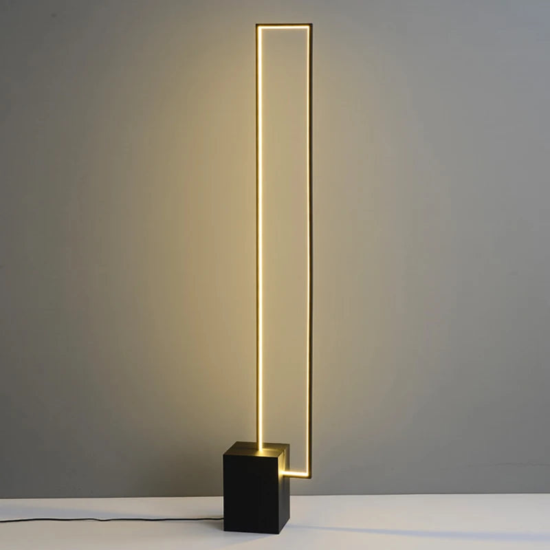 Nordic LED Floor Lamp Modern Square Iron Art Luminaires for Living Room Sofa Next Bedroom Bedside Decor Corner Standing Lights