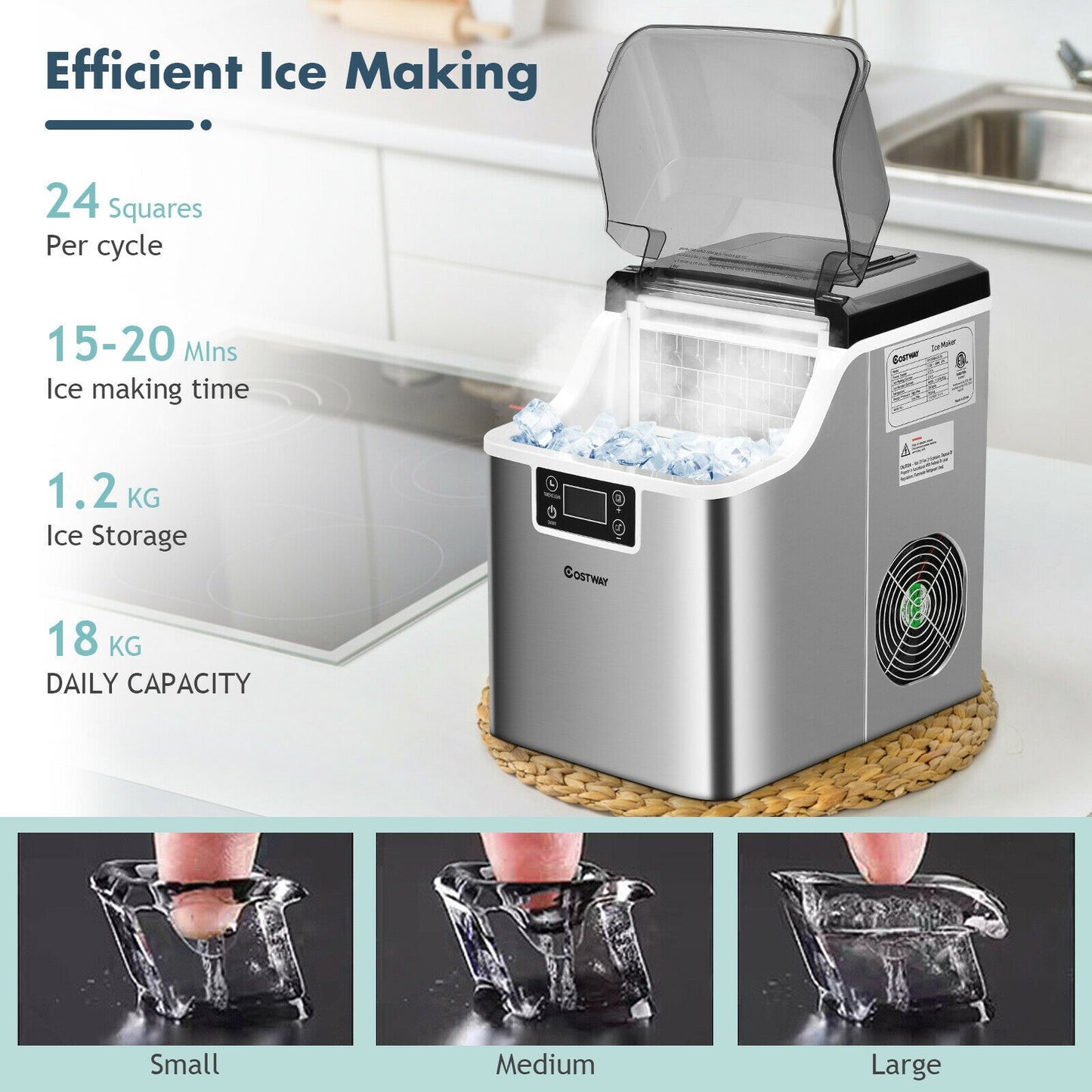 Countertop Portable Ice Cube Maker 18KG / 24H