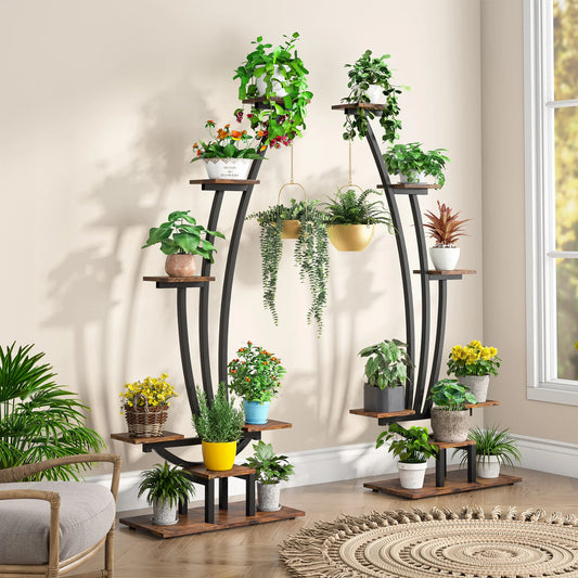 2 Pcs Plant Stand Metal Curved Display Shelf for Home Garden Decor
