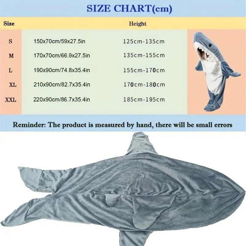 1Pc New Shark Blanket for Adult Wearable Winter Warm Blanket Hooded Playsuit Onesie Funny Sleeping Bag for Slumber Party