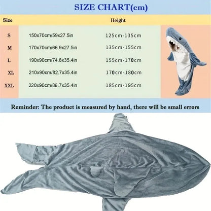 1Pc New Shark Blanket for Adult Wearable Winter Warm Blanket Hooded Playsuit Onesie Funny Sleeping Bag for Slumber Party