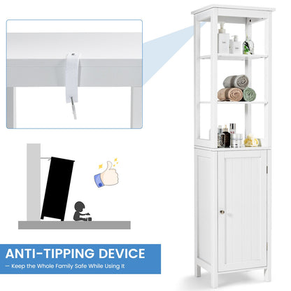 Freestanding Floor Cabinet with 3-Position Middle Panel and Anti-Toppling Mechanism