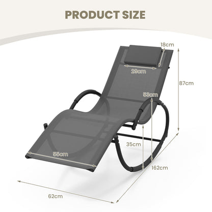 Outdoor Rocking Lounge Chair with Removable Headrest