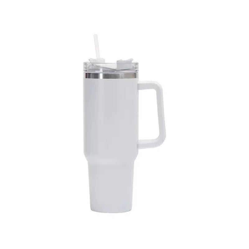 40Oz 304 Stainless Steel Insulated Water Bottle,Thermal Coffee Car Cup, Cold Hot Mugs Vacuum Flask with Handle Straw,For Sport