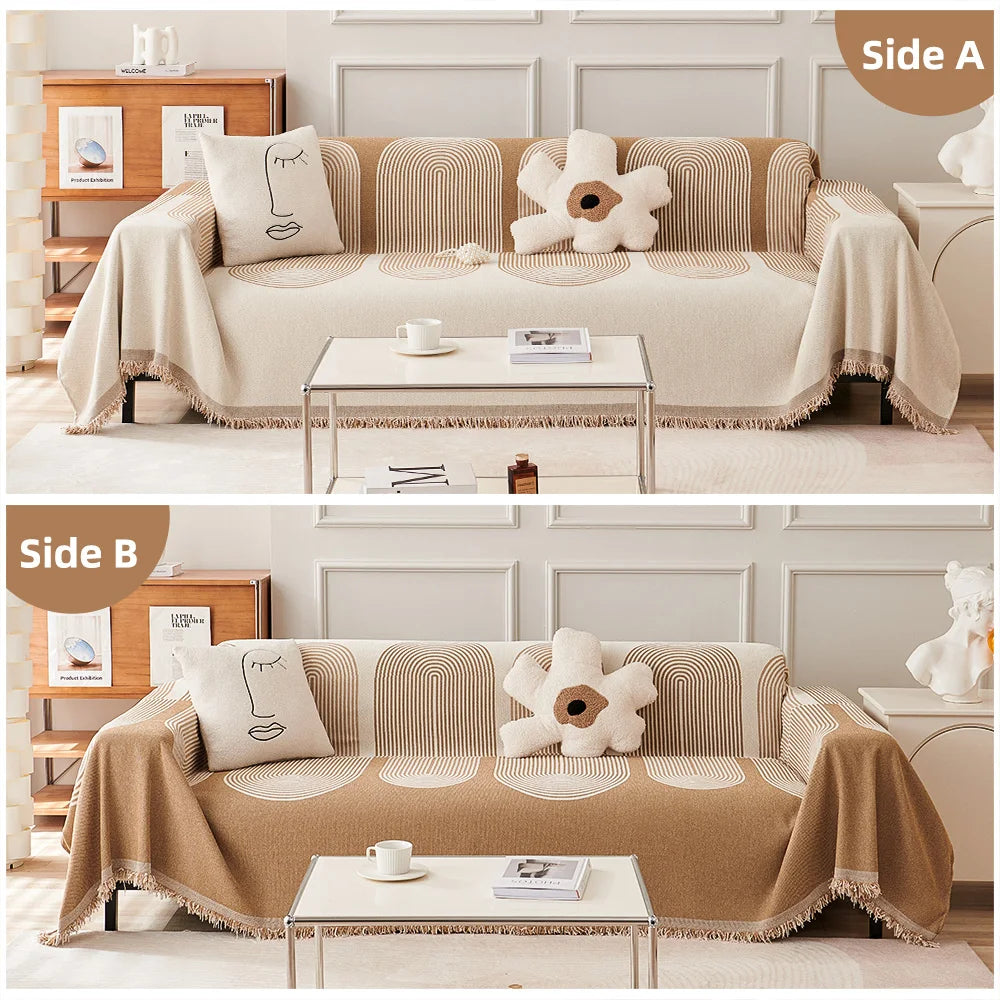 Nordic Tassel Throw Blanket Single Full Four Season Sofa Cover Dust Anti-Cat Scratch Protection Cover Sofa Blanket