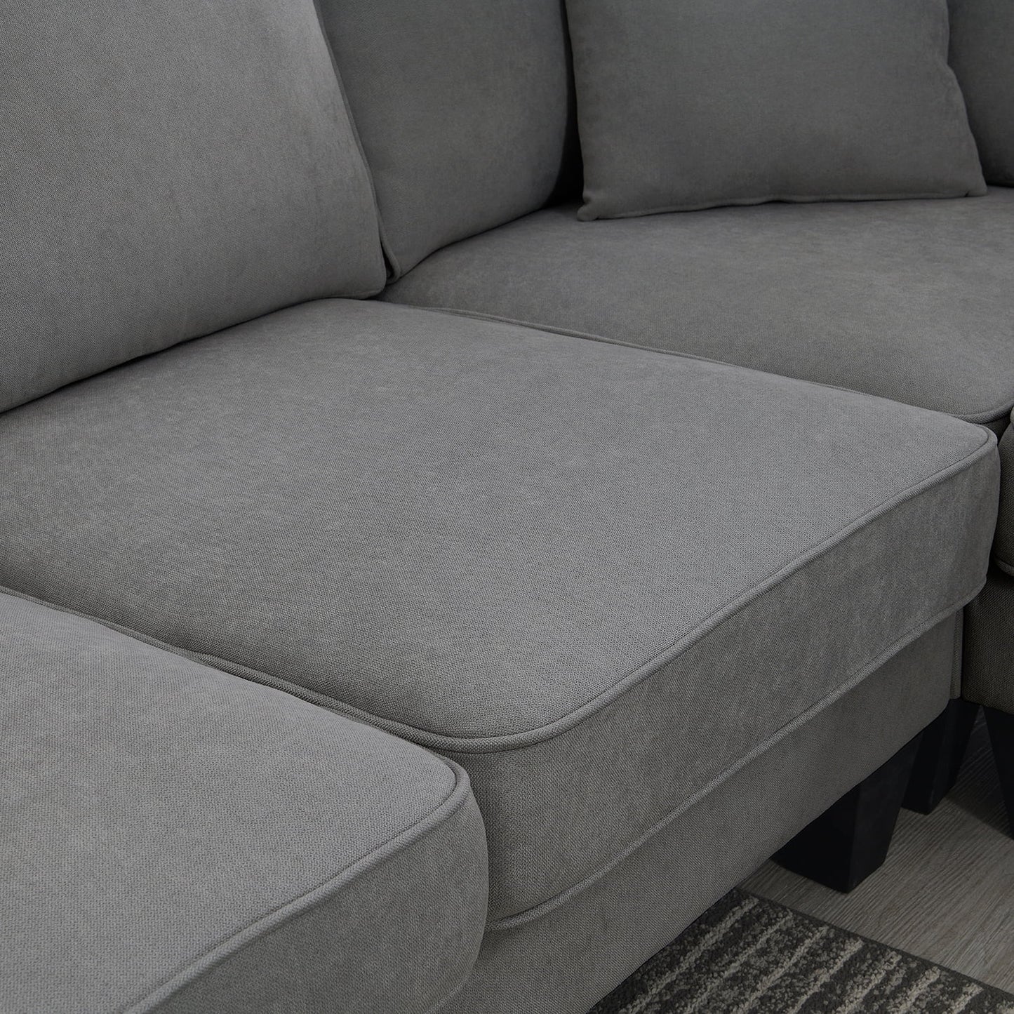 Modular Sectional Sofa with Storage Ottoman Couch L Shape Corner Sofa Sets 7 Seats Fabric Couch for Living Room, Grey,112 * 87 Inch