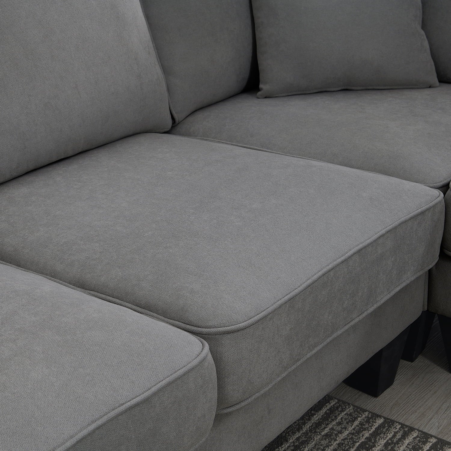 Modular Sectional Sofa with Storage Ottoman Couch L Shape Corner Sofa Sets 7 Seats Fabric Couch for Living Room, Grey,112 * 87 Inch