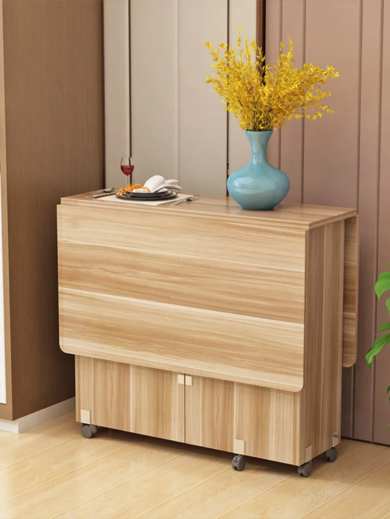 Modern Simple Muebles Home Furniture Multifunctional Folding Wooden Dining Table Livingroom Kitchen Removable Storage Table