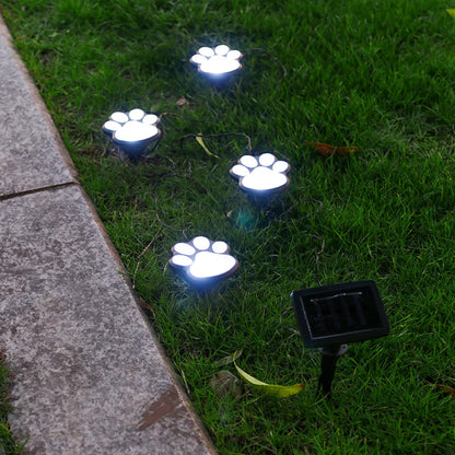 Solar Outdoor Dog Paw Light Decoration Garden Lawn Lights Landscape Waterproof Embellishment One Drag Four LED Lights