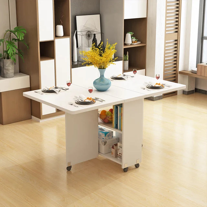 Modern Simple Muebles Home Furniture Multifunctional Folding Wooden Dining Table Livingroom Kitchen Removable Storage Table