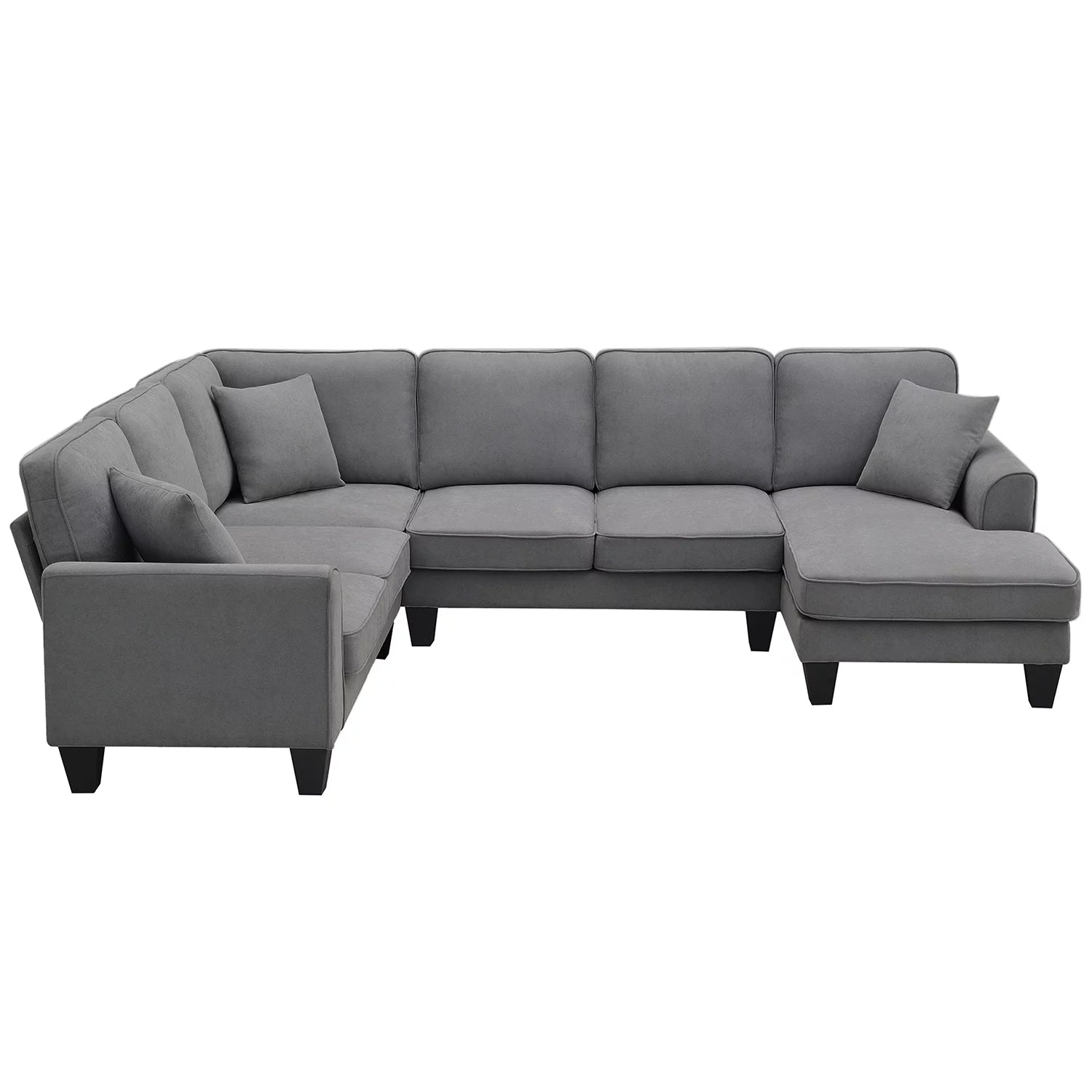 Modular Sectional Sofa with Storage Ottoman Couch L Shape Corner Sofa Sets 7 Seats Fabric Couch for Living Room, Grey,112 * 87 Inch