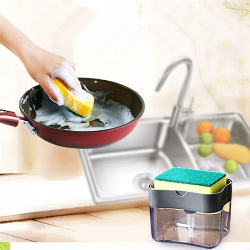 Automatic Soap Dispenser Bottle for Detergent Liquid Kitchen Dish Soap Dispenser Kitchen Sponge Dispenser Manual Soap Pump 380Ml