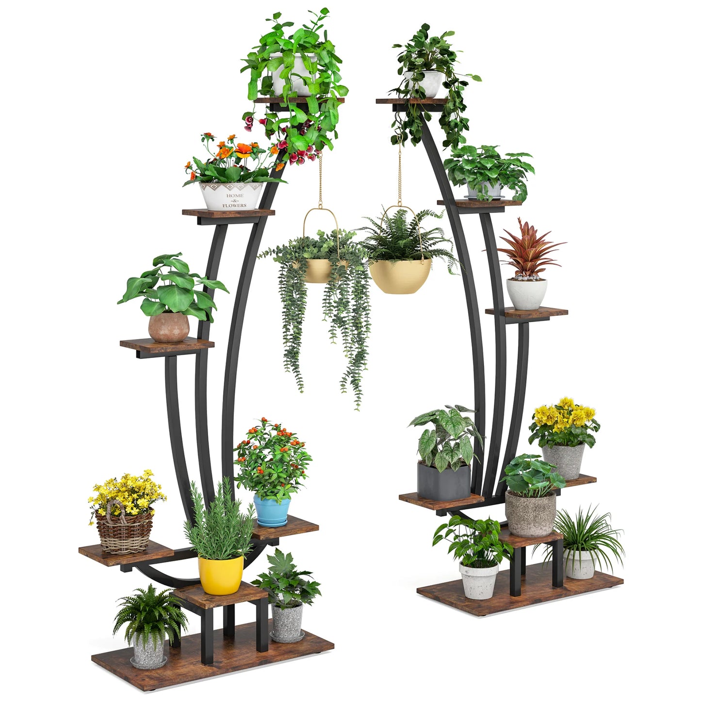 2 Pcs Plant Stand Metal Curved Display Shelf for Home Garden Decor