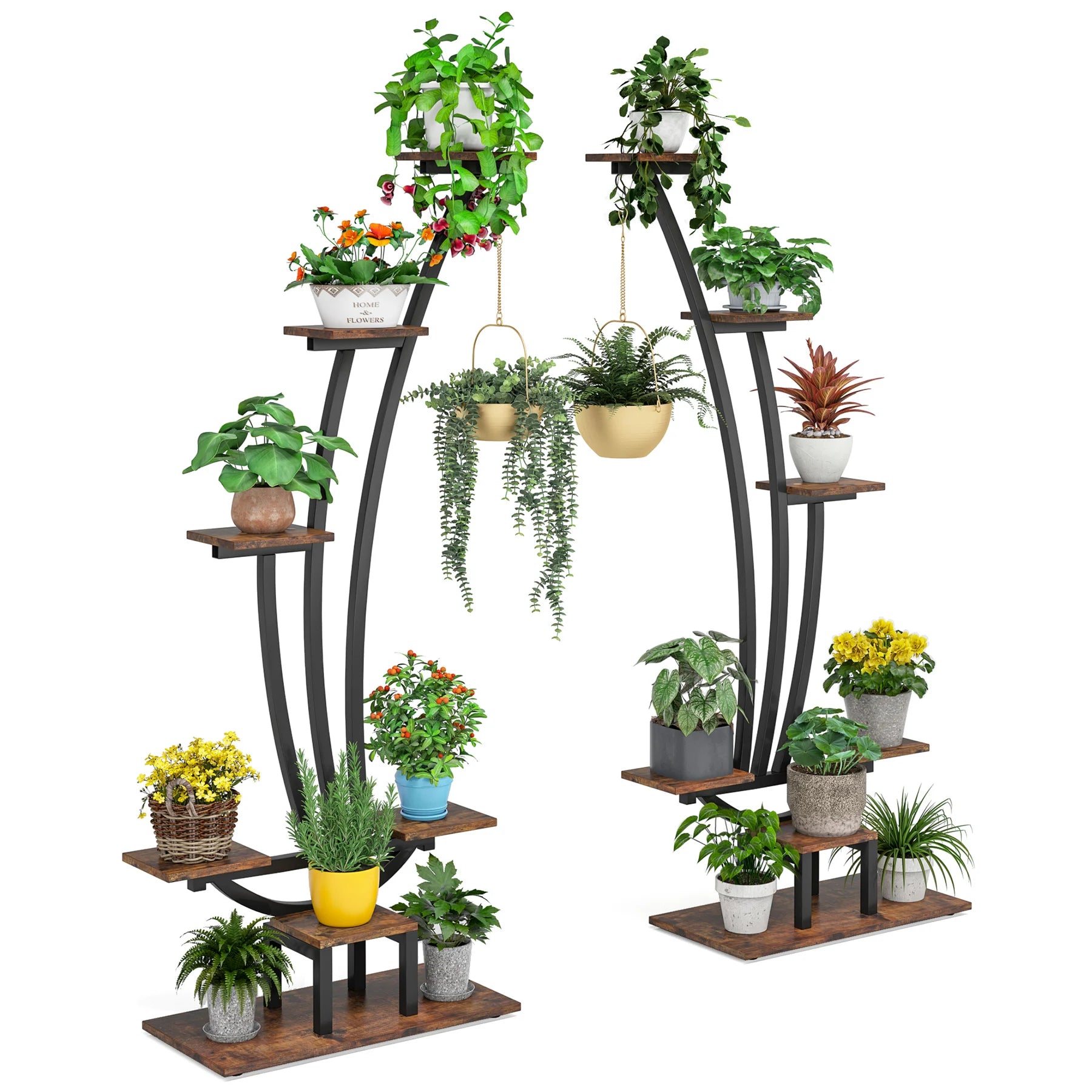 2 Pcs Plant Stand Metal Curved Display Shelf for Home Garden Decor