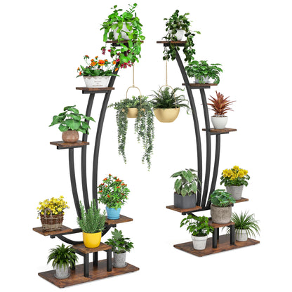 2 Pcs Plant Stand Metal Curved Display Shelf for Home Garden Decor