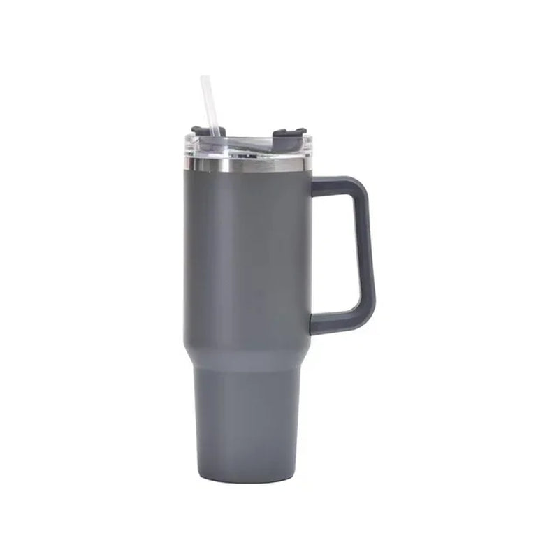 40Oz 304 Stainless Steel Insulated Water Bottle,Thermal Coffee Car Cup, Cold Hot Mugs Vacuum Flask with Handle Straw,For Sport