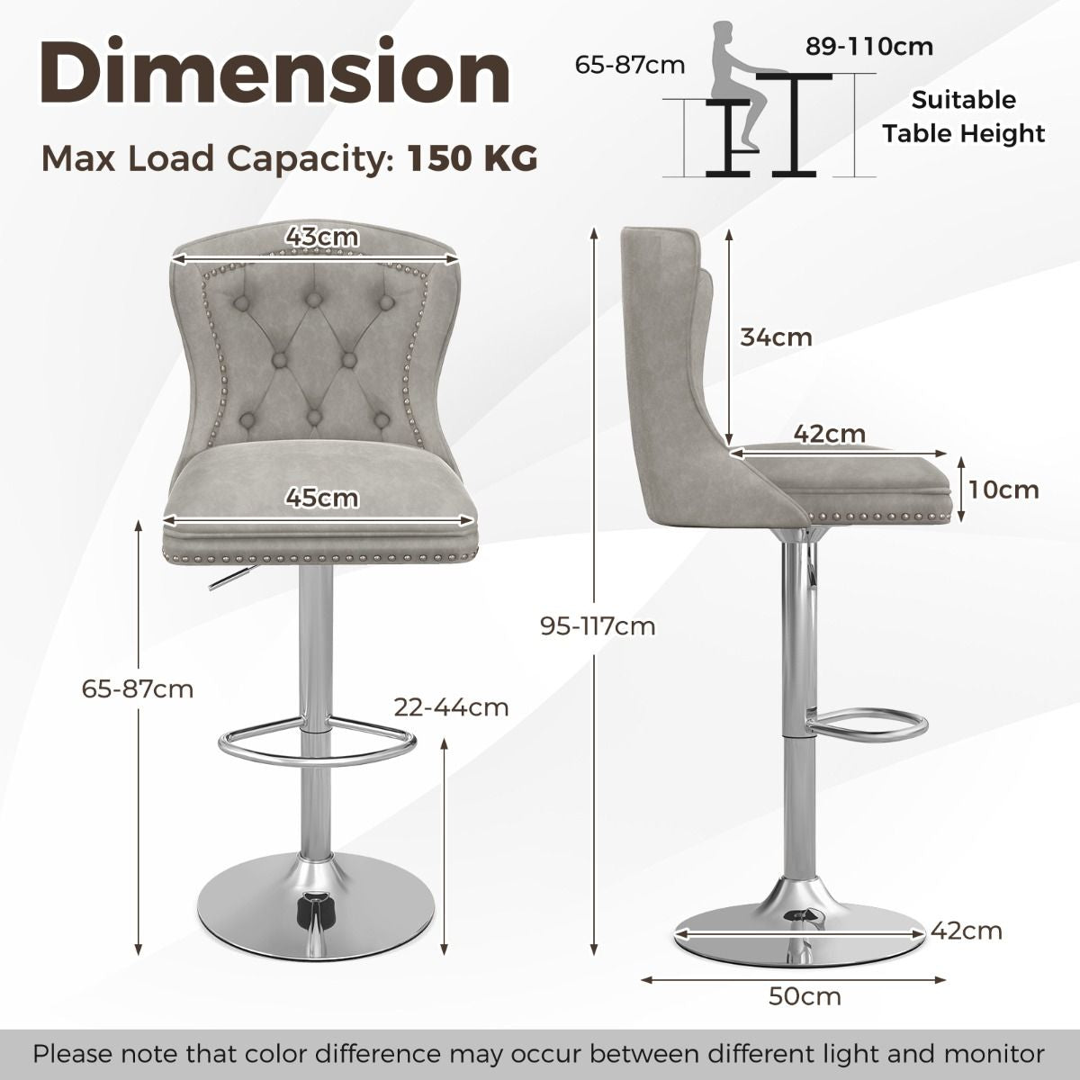 Dutch Velvet Bar Stool with Footrest
