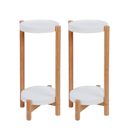 2 Pack 2-Tier Garden Corner Plants Stand Flower Planter Pot Holder Rack Decor