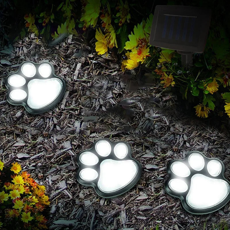 Solar Outdoor Dog Paw Light Decoration Garden Lawn Lights Landscape Waterproof Embellishment One Drag Four LED Lights