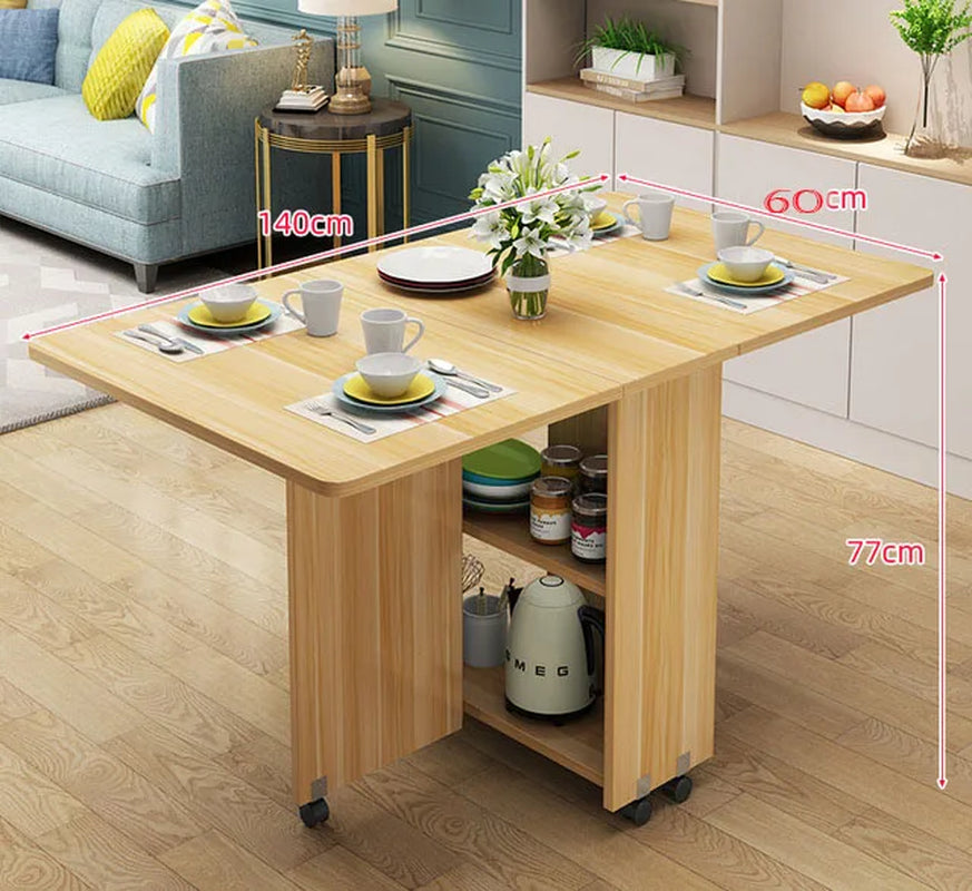 Modern Simple Muebles Home Furniture Multifunctional Folding Wooden Dining Table Livingroom Kitchen Removable Storage Table