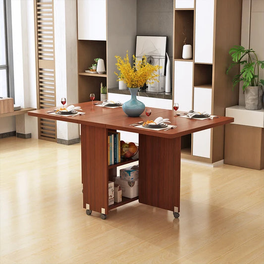 Modern Simple Muebles Home Furniture Multifunctional Folding Wooden Dining Table Livingroom Kitchen Removable Storage Table