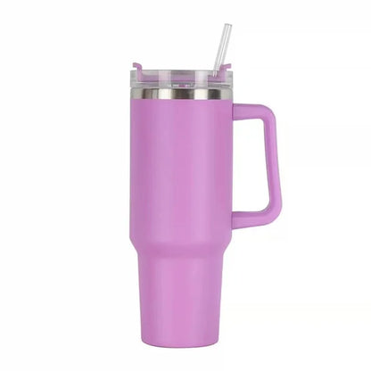 40Oz 304 Stainless Steel Insulated Water Bottle,Thermal Coffee Car Cup, Cold Hot Mugs Vacuum Flask with Handle Straw,For Sport