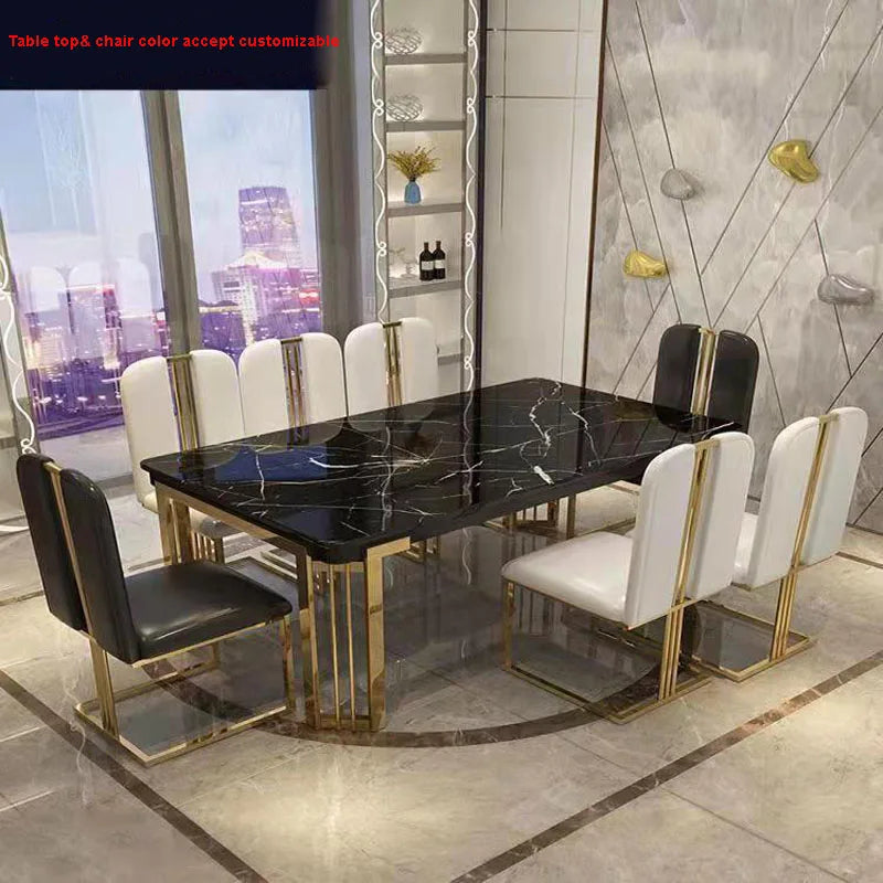 Luxury Marble Dining Table Rectangular Table Living Room Home Kitchen Furniture Стол Обеденный 1 Table 6 Chairs Set
