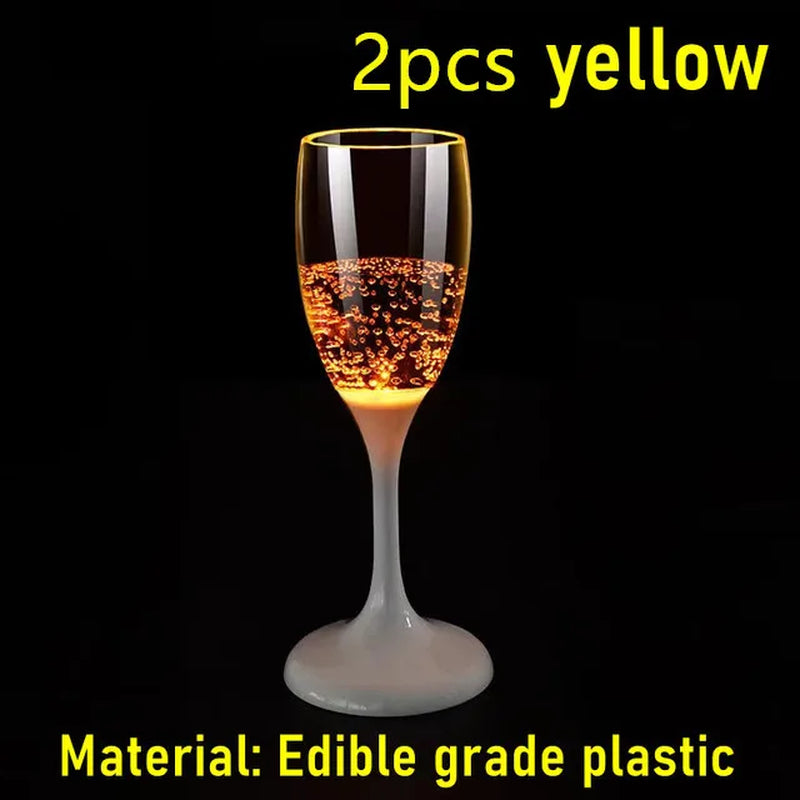 6Pcs LED Light Glasses Champagne Flutes Cocktail Flashing Cups for Party Bar Night Club Drink Christmas Wedding Party Wholesale