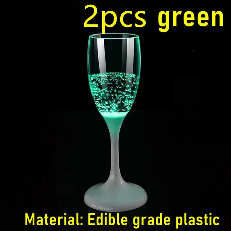6Pcs LED Light Glasses Champagne Flutes Cocktail Flashing Cups for Party Bar Night Club Drink Christmas Wedding Party Wholesale