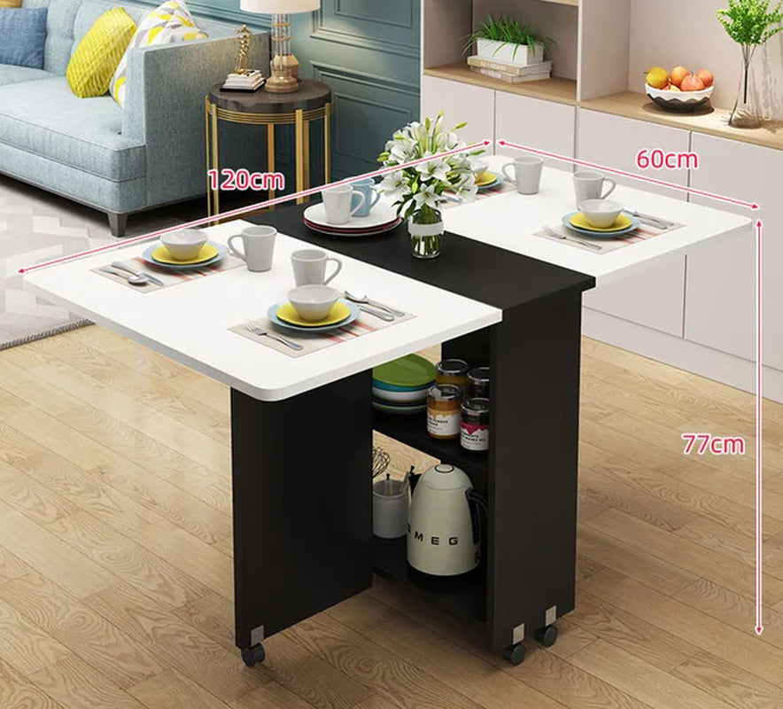 Modern Simple Muebles Home Furniture Multifunctional Folding Wooden Dining Table Livingroom Kitchen Removable Storage Table