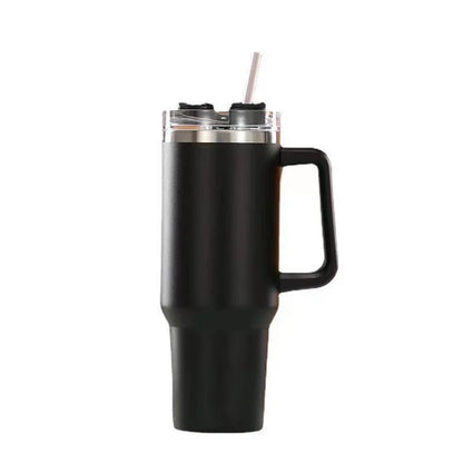 40Oz 304 Stainless Steel Insulated Water Bottle,Thermal Coffee Car Cup, Cold Hot Mugs Vacuum Flask with Handle Straw,For Sport