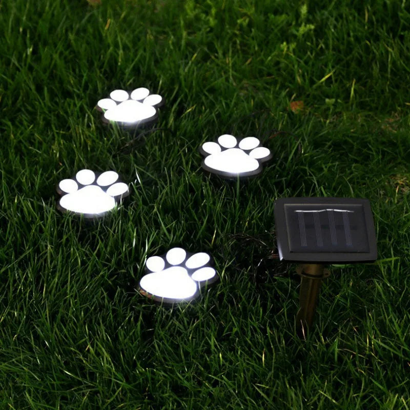 Solar Outdoor Dog Paw Light Decoration Garden Lawn Lights Landscape Waterproof Embellishment One Drag Four LED Lights
