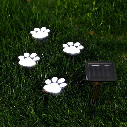 Solar Outdoor Dog Paw Light Decoration Garden Lawn Lights Landscape Waterproof Embellishment One Drag Four LED Lights