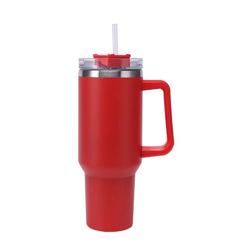 40Oz 304 Stainless Steel Insulated Water Bottle,Thermal Coffee Car Cup, Cold Hot Mugs Vacuum Flask with Handle Straw,For Sport