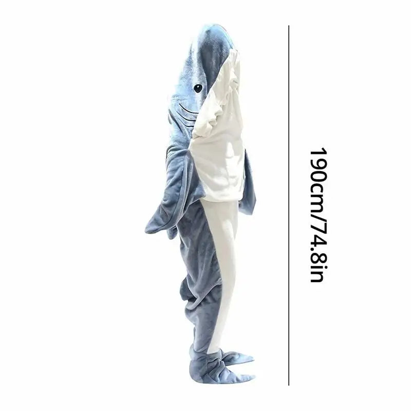 1Pc New Shark Blanket for Adult Wearable Winter Warm Blanket Hooded Playsuit Onesie Funny Sleeping Bag for Slumber Party