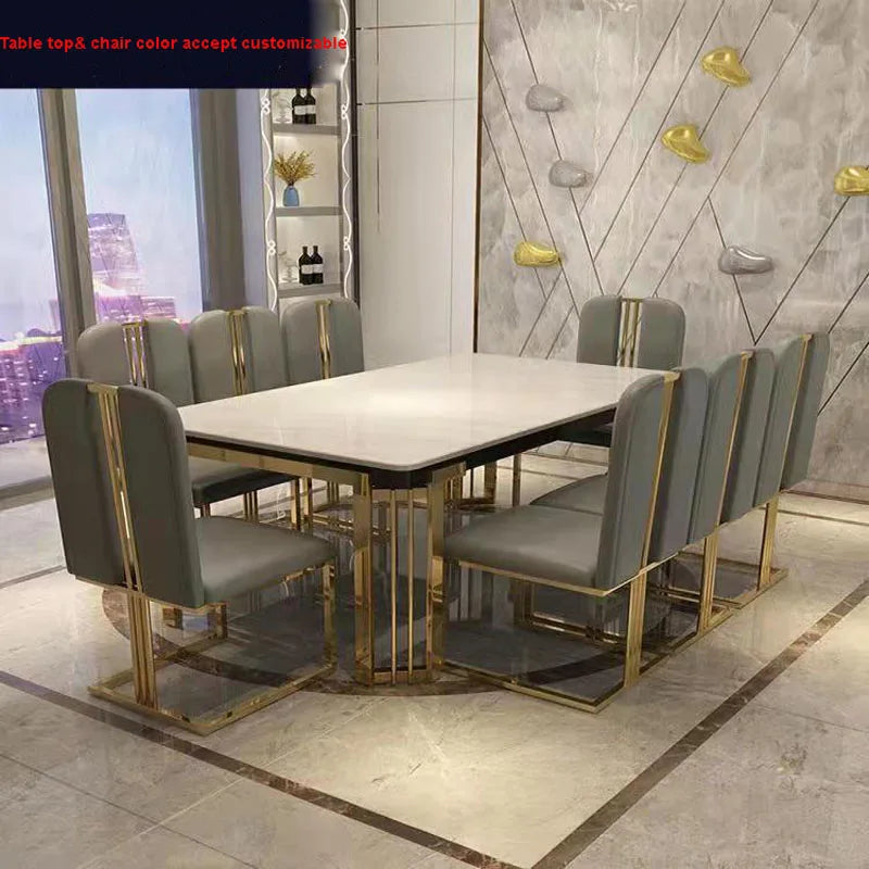 Luxury Marble Dining Table Rectangular Table Living Room Home Kitchen Furniture Стол Обеденный 1 Table 6 Chairs Set