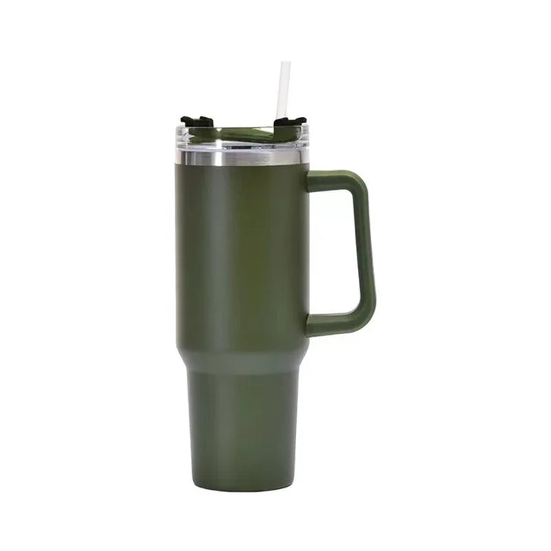 40Oz 304 Stainless Steel Insulated Water Bottle,Thermal Coffee Car Cup, Cold Hot Mugs Vacuum Flask with Handle Straw,For Sport
