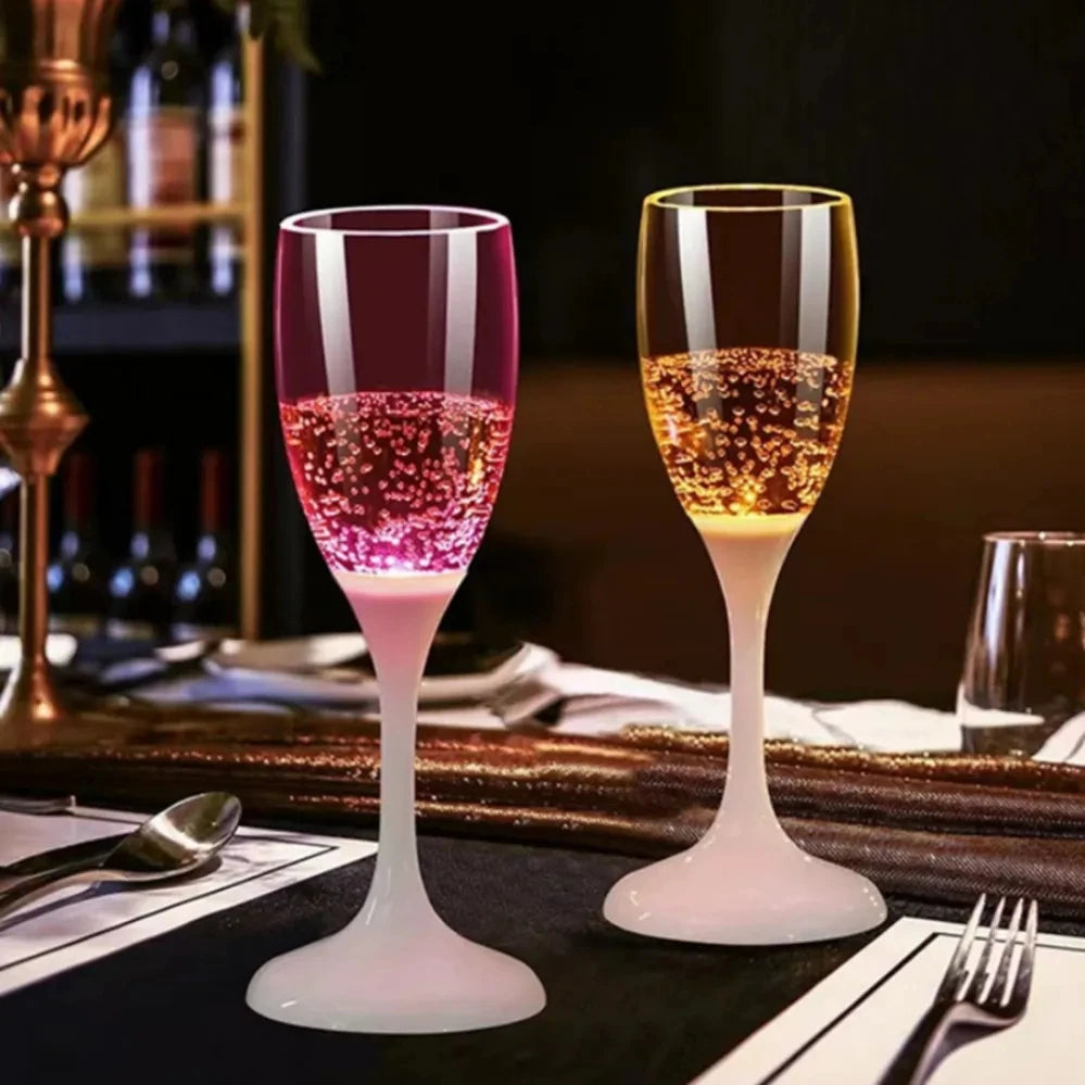 6Pcs LED Light Glasses Champagne Flutes Cocktail Flashing Cups for Party Bar Night Club Drink Christmas Wedding Party Wholesale