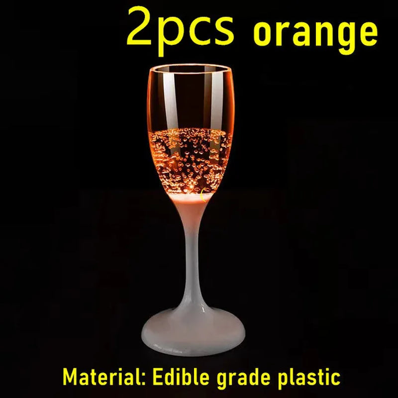 6Pcs LED Light Glasses Champagne Flutes Cocktail Flashing Cups for Party Bar Night Club Drink Christmas Wedding Party Wholesale