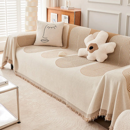 Nordic Tassel Throw Blanket Single Full Four Season Sofa Cover Dust Anti-Cat Scratch Protection Cover Sofa Blanket