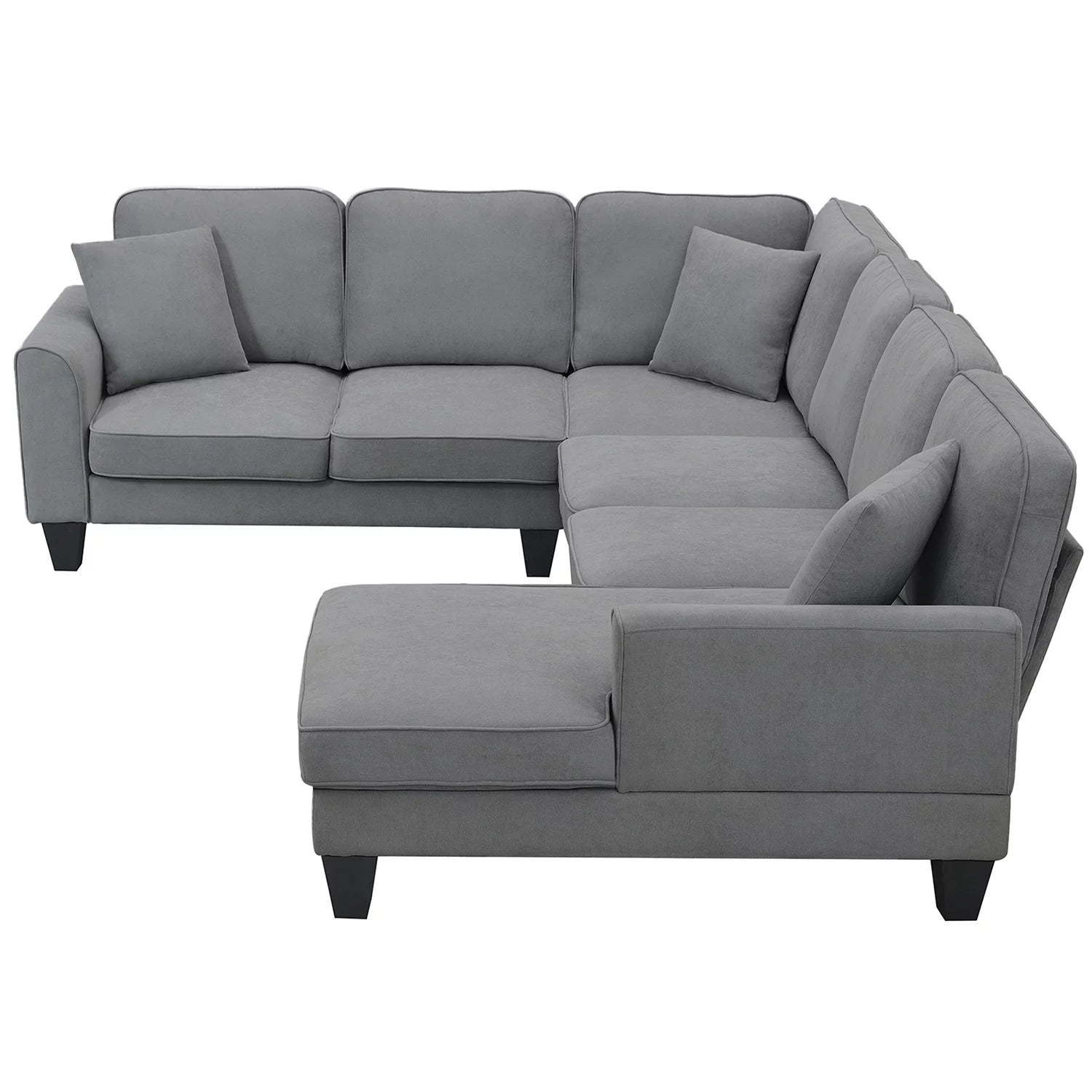 Modular Sectional Sofa with Storage Ottoman Couch L Shape Corner Sofa Sets 7 Seats Fabric Couch for Living Room, Grey,112 * 87 Inch