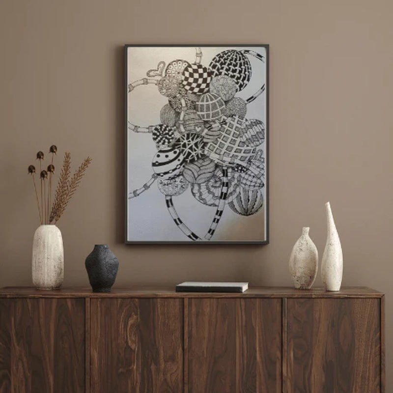 Black and White Stippling Artwork “Strength in Lines”