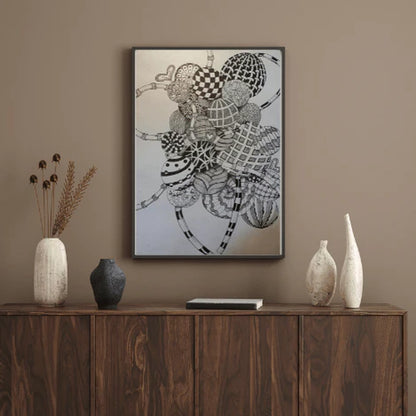 Black and White Stippling Artwork “Strength in Lines”